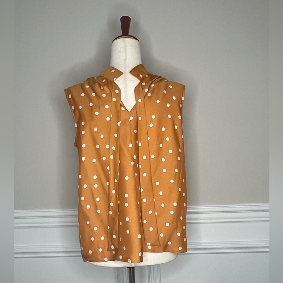 NWT! Boden Yellow Polka Dot Blouse Bow 🎀 tie back Size 10 - Picture 3 of 4